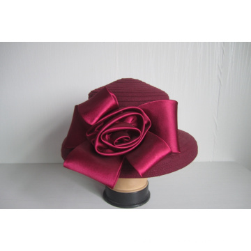 Chapeaux en tissu de laine pour femmes garnis de fleurs